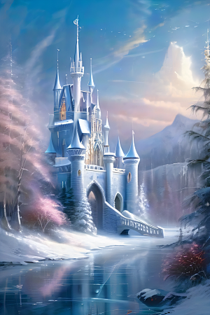 冰雪之梦冰雪城堡与冰玫瑰的奇幻美景