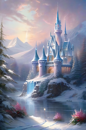 冰雪之梦冰雪城堡与冰玫瑰的奇幻美景