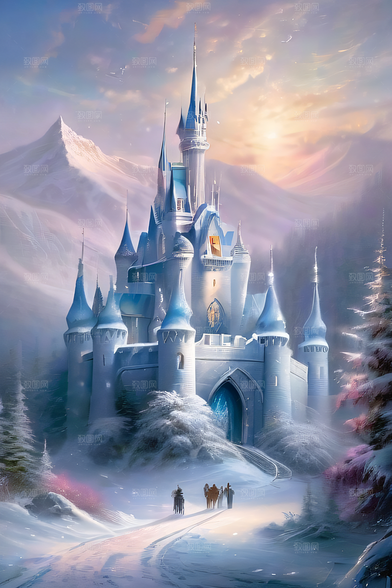 冰雪之梦冰雪城堡与冰玫瑰的奇幻美景