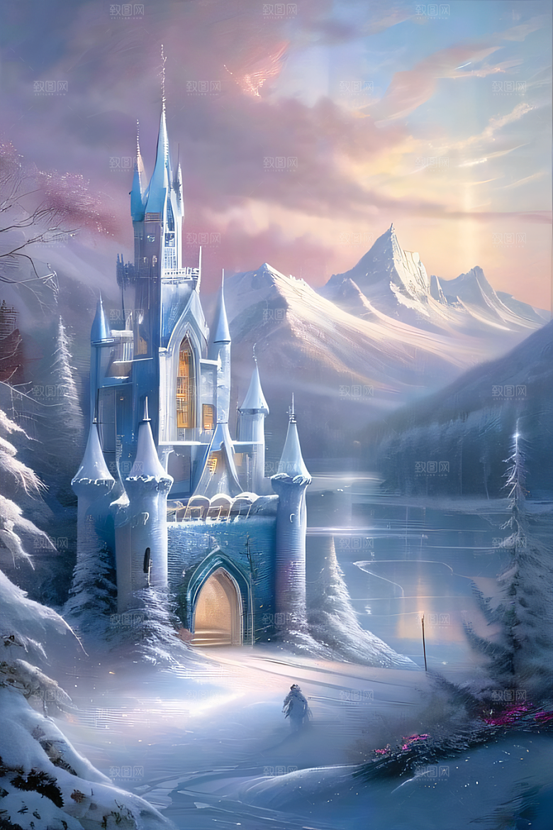 冰雪之梦冰雪城堡与冰玫瑰的奇幻美景