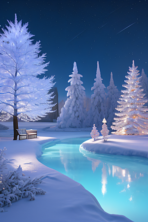 冰雪之梦冰雪城堡与冰玫瑰的奇幻美景