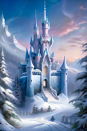 冰雪之梦冰雪城堡与冰玫瑰的奇幻美景