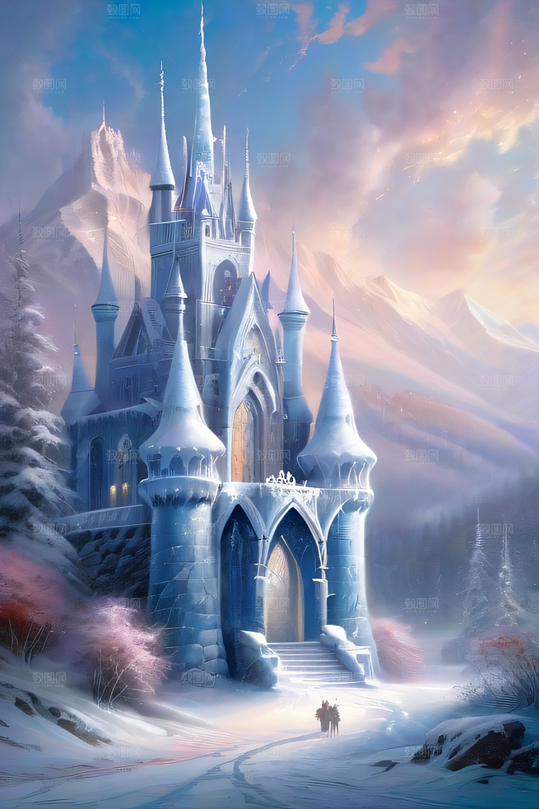 冰雪之梦冰雪城堡与冰玫瑰的奇幻美景