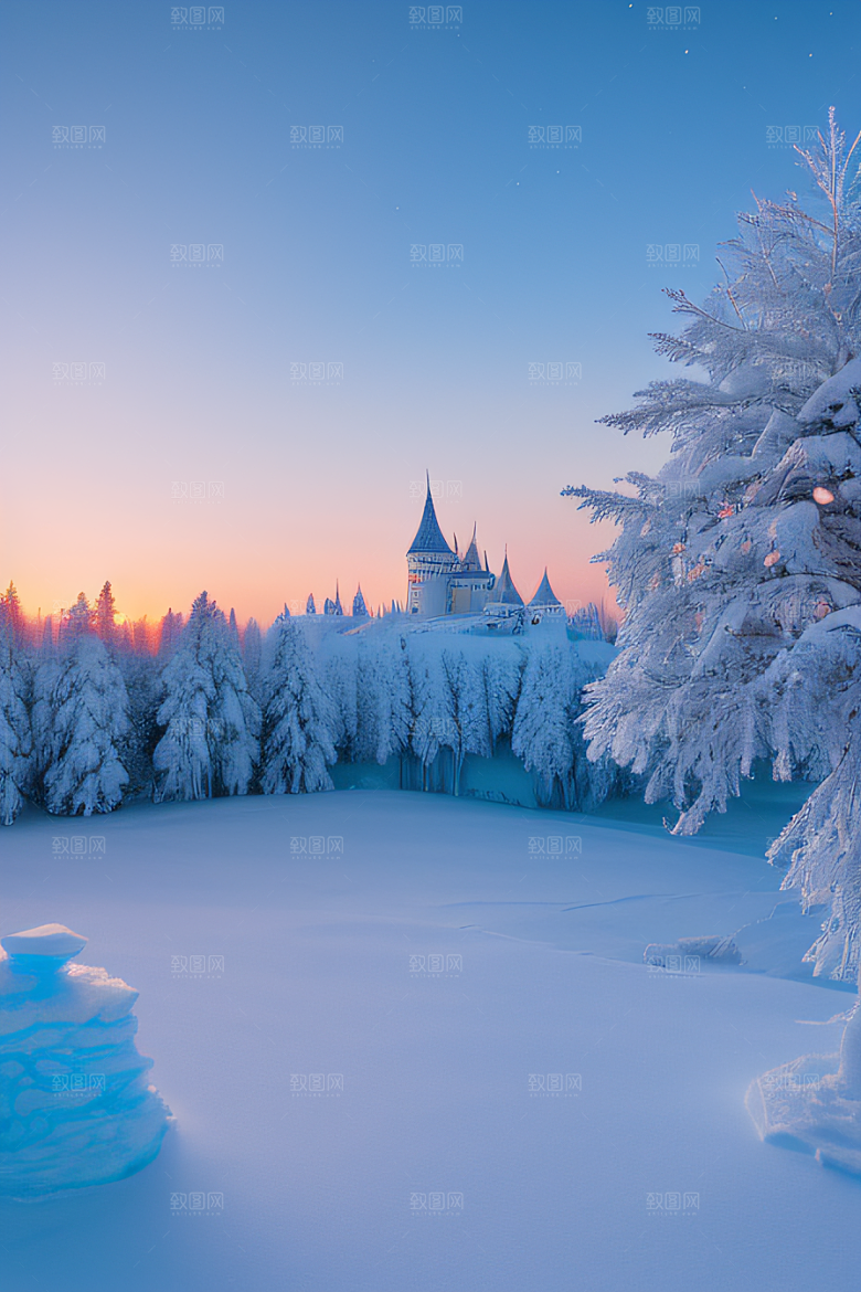 冰雪童梦冰雪城堡与冰玫瑰的仙境之旅