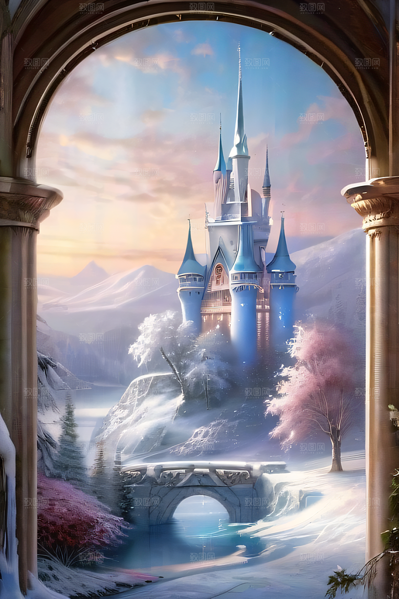 冰雪童梦冰雪城堡与冰玫瑰的仙境之旅