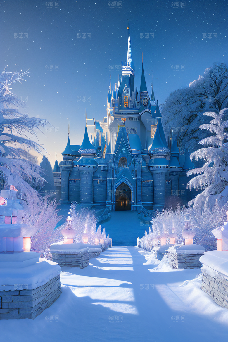 冰雪童梦冰雪城堡与冰玫瑰的仙境之旅