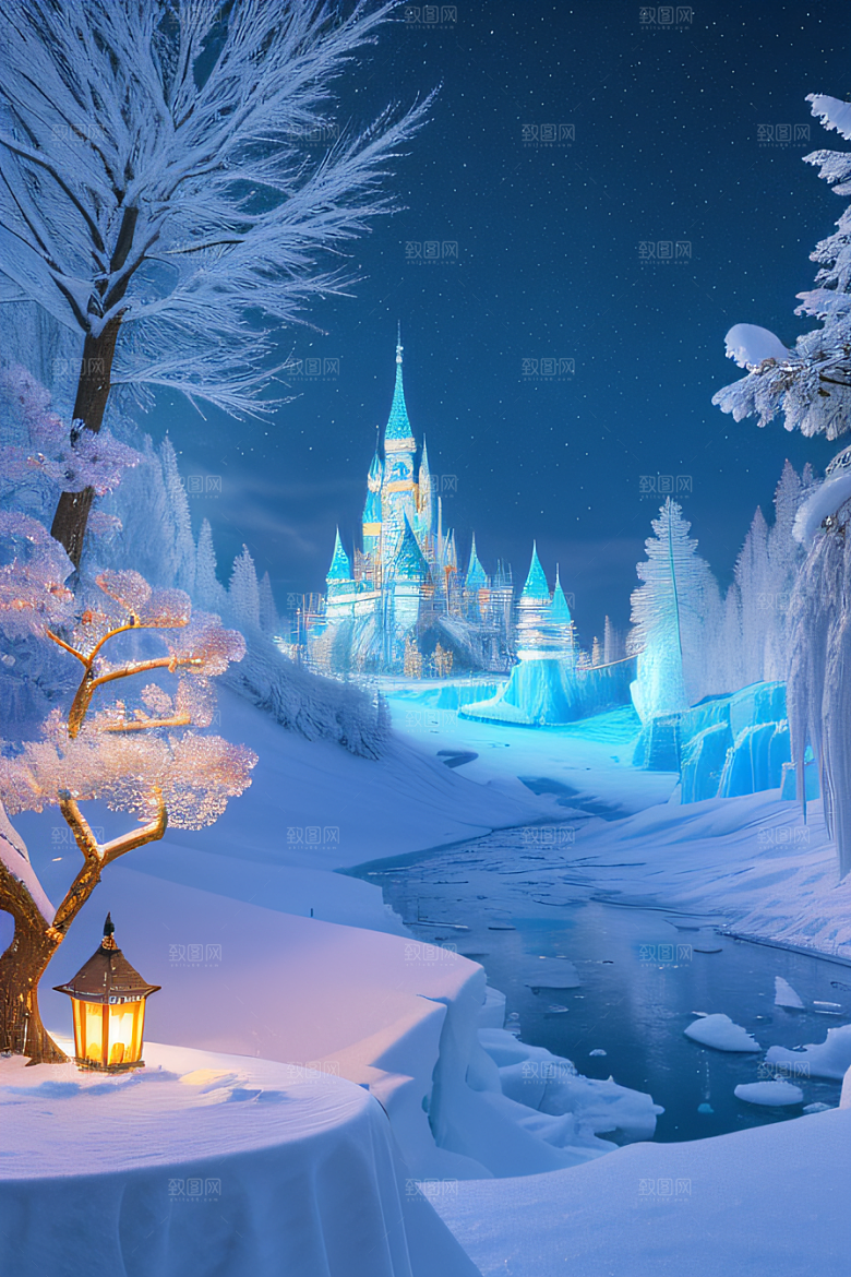 冰雪幻境冰雪城堡与冰玫瑰的神秘世界