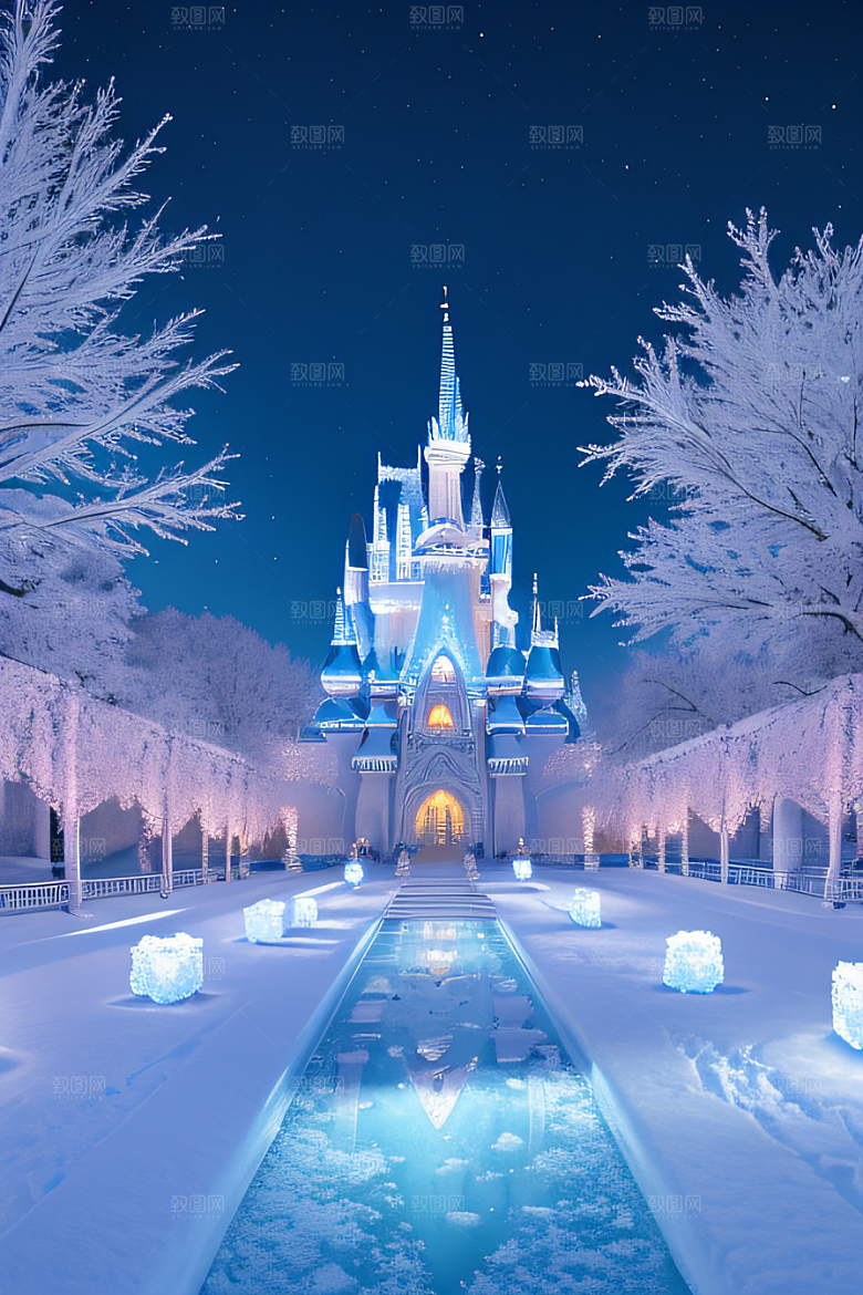 冰雪幻境冰雪城堡与冰玫瑰的神秘世界