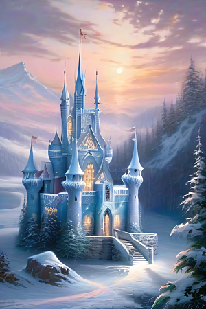 冰雪幻境冰雪城堡与冰玫瑰的神秘世界