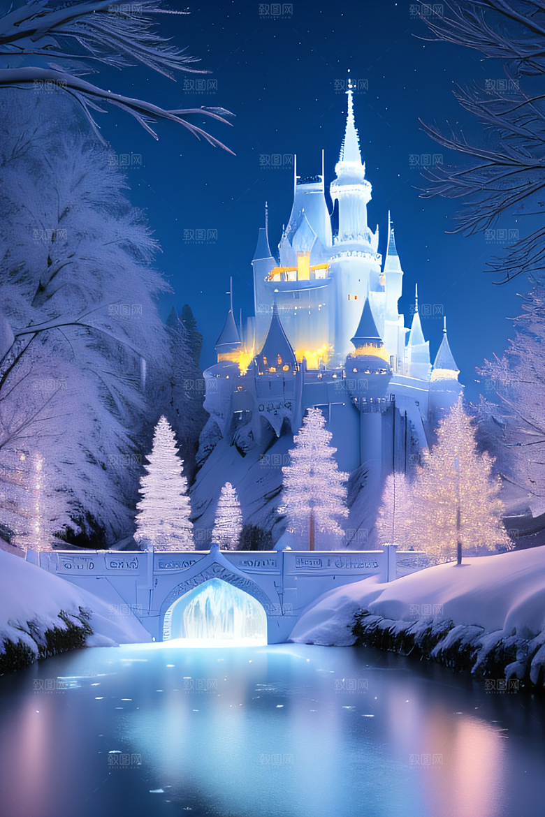 冰雪幻境冰雪城堡与冰玫瑰的神秘世界