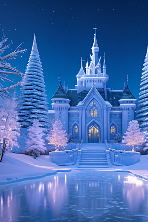 冰雪幻境冰雪城堡与冰玫瑰的神秘世界