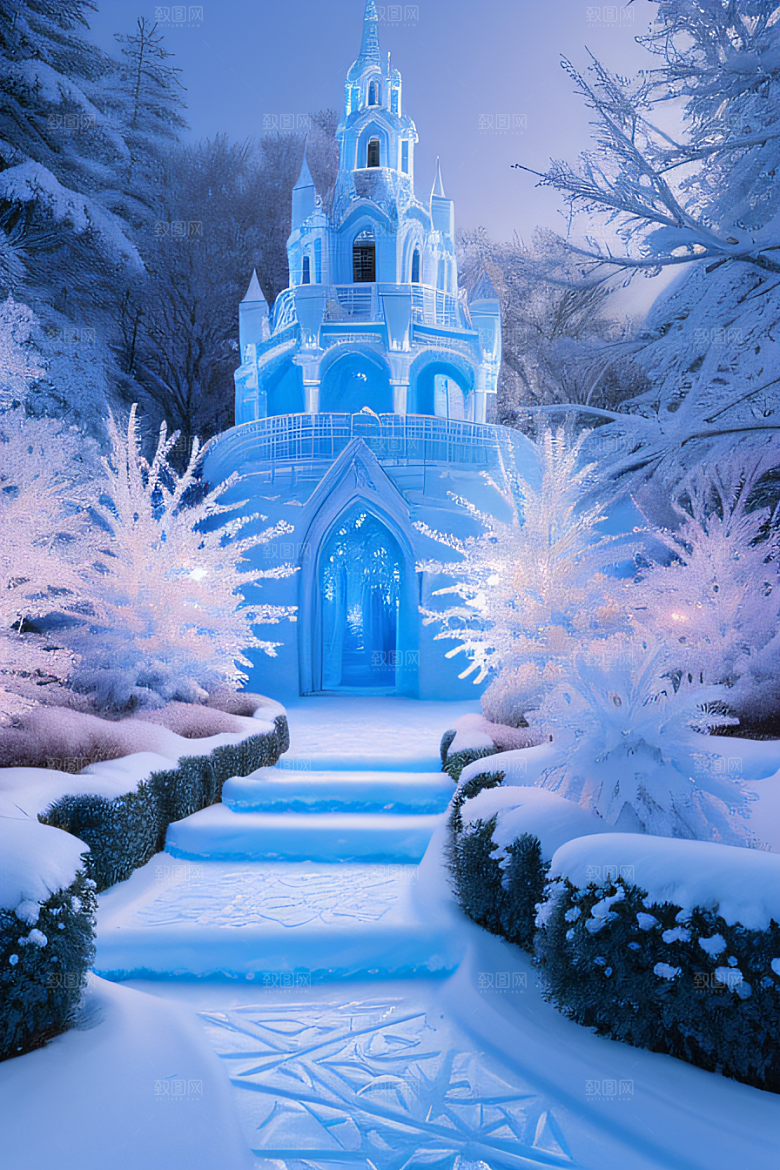 冰雪幻境冰雪城堡与冰玫瑰的神秘世界