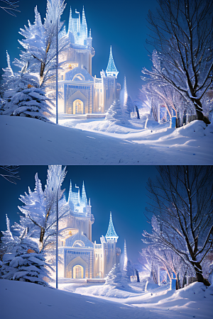 冰雪幻境冰雪城堡与冰玫瑰的神秘世界