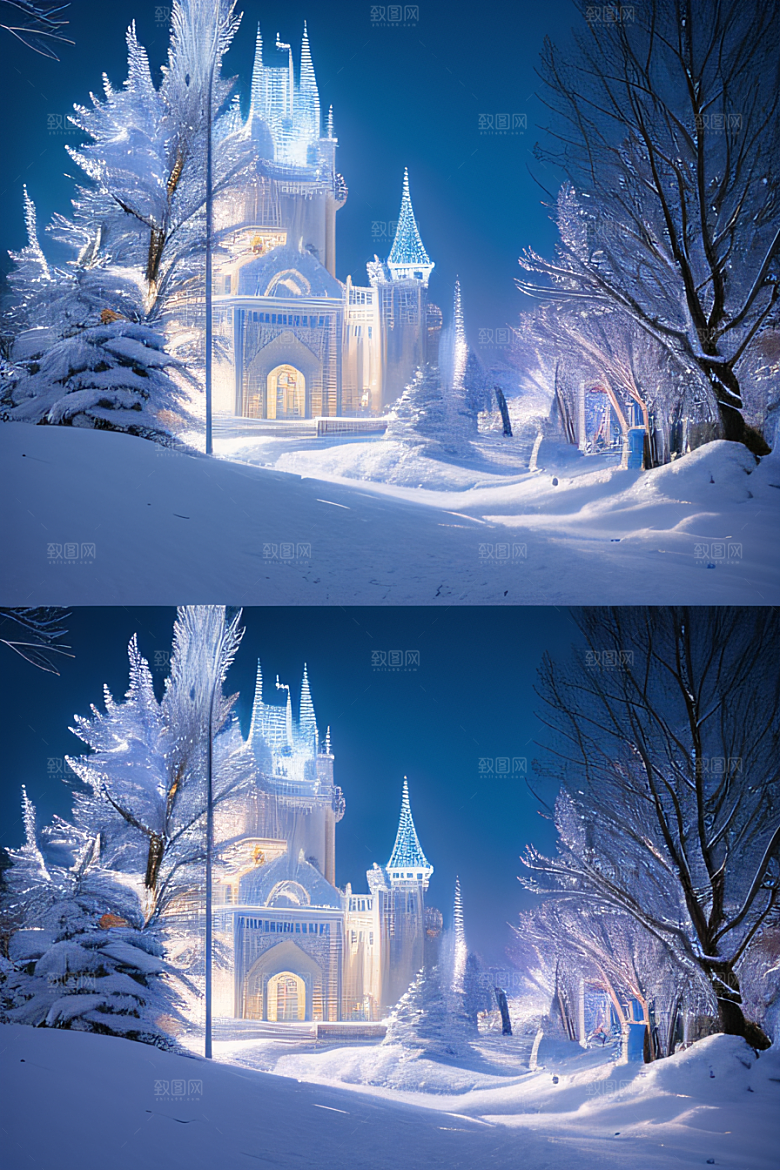 冰雪幻境冰雪城堡与冰玫瑰的神秘世界