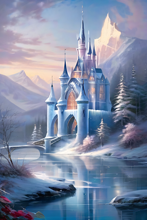 冰雪仙境冰雪城堡与冰玫瑰的幻景