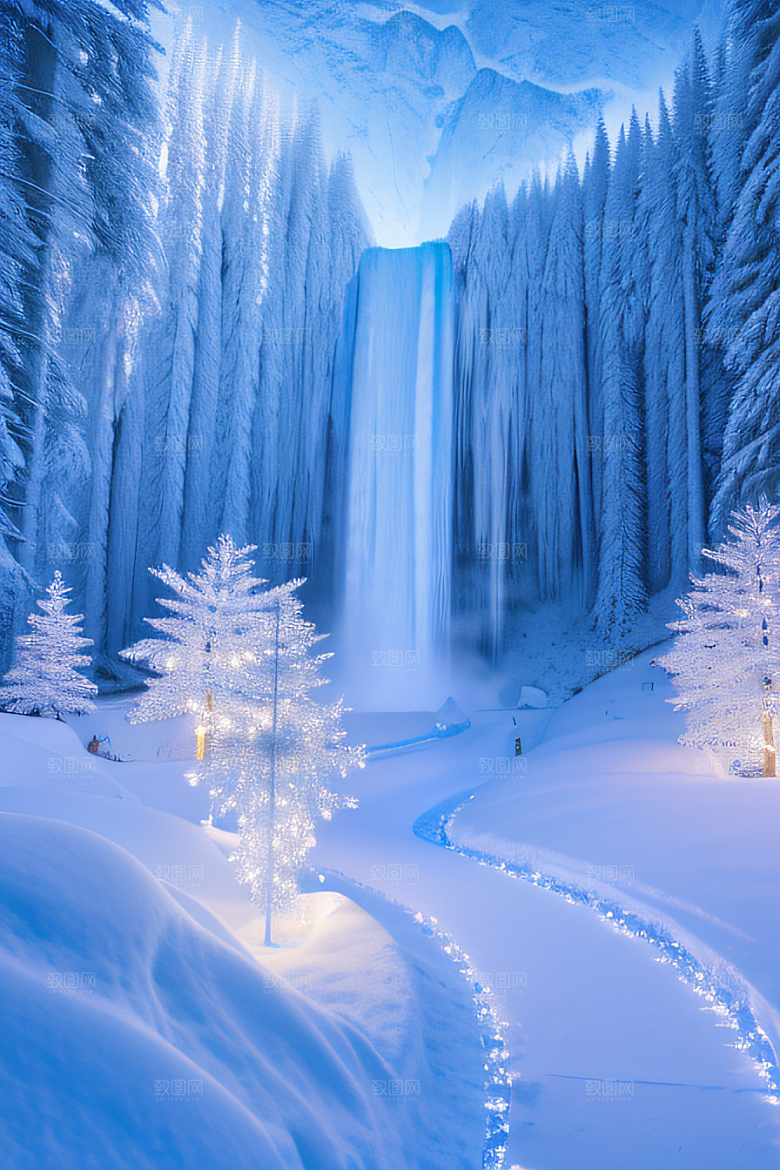 冬日奇境冰雪城堡与冰玫瑰