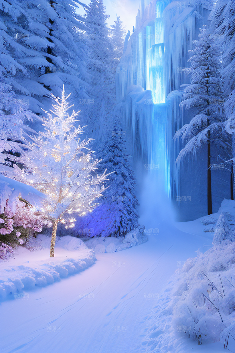 冰雪城堡与冰玫瑰的幻幽之美