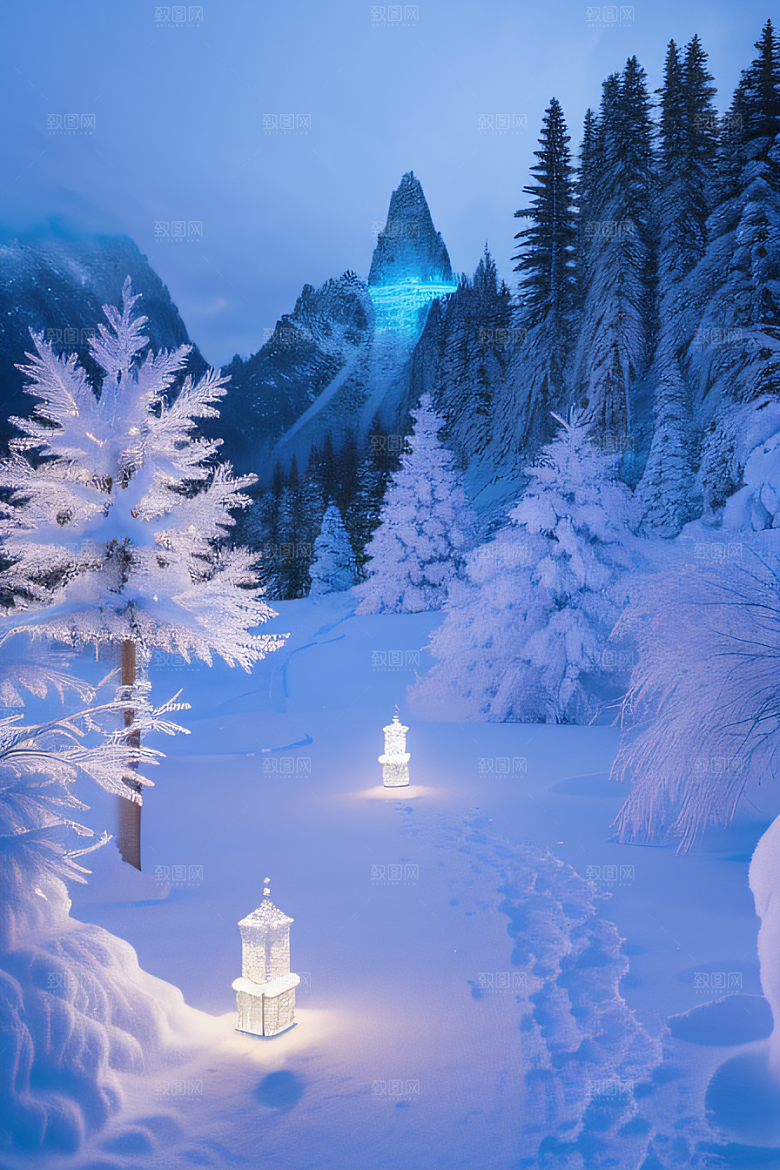 冰雪幻境之旅冰雪城堡与冰玫瑰的幻幽之美