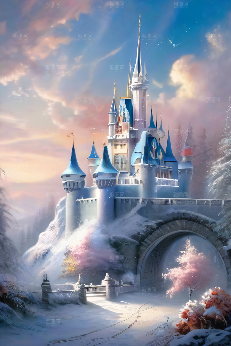 冰雪幻境之旅冰雪城堡与冰玫瑰的幻幽之美