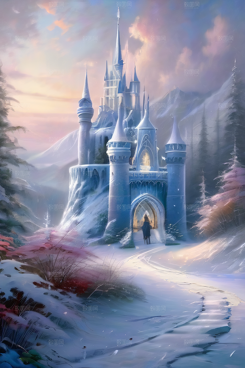 冰雪幻境之旅冰雪城堡与冰玫瑰的幻幽之美