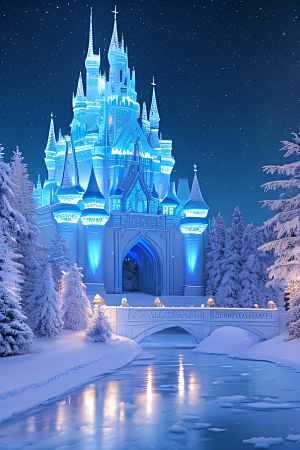 冰雪幻境之旅冰雪城堡与冰玫瑰的幻幽之美