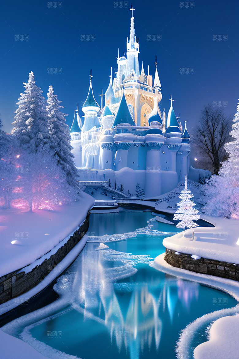 冰雪幻境之旅冰雪城堡与冰玫瑰的幻幽之美