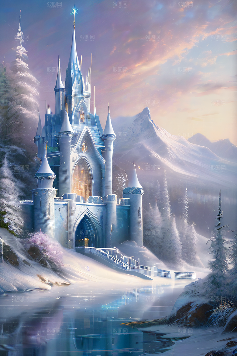 冰雪幻境之旅冰雪城堡与冰玫瑰的幻幽之美
