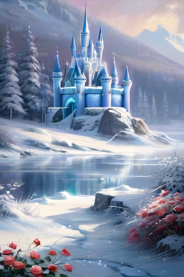冰雪幻境之旅冰雪城堡与冰玫瑰的幻幽之美