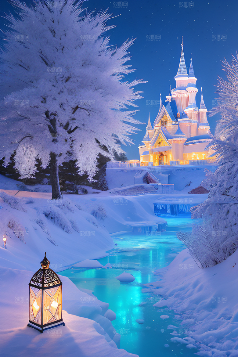 冰雪幻境之旅冰雪城堡与冰玫瑰的幻幽之美