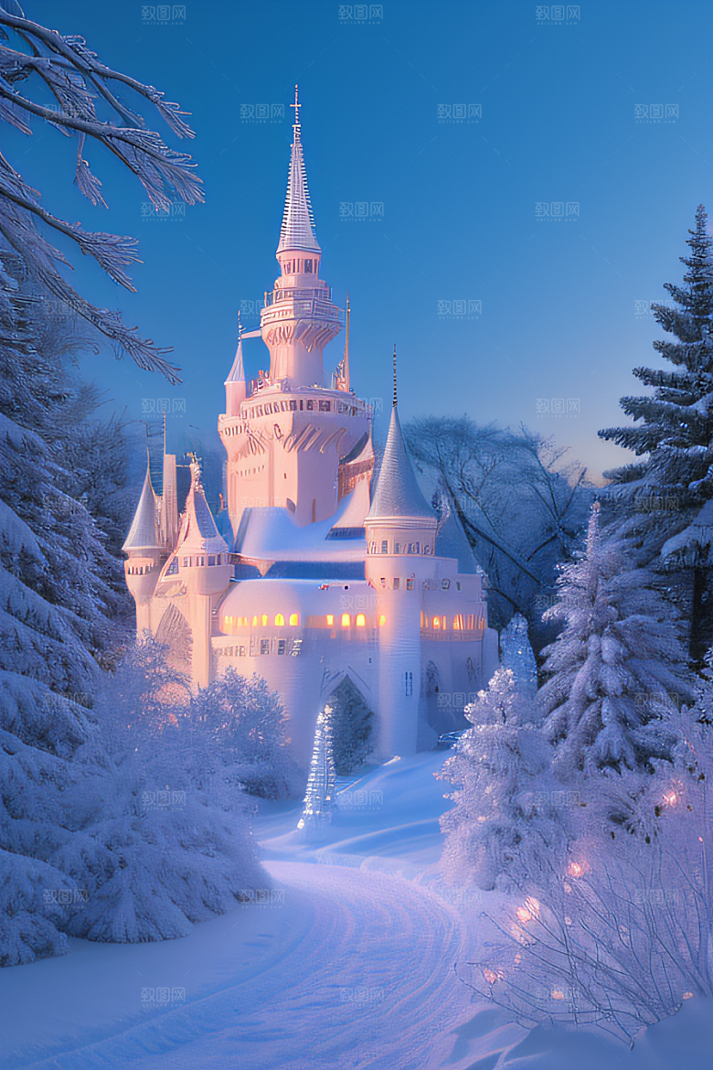冰雪幻境之旅冰雪城堡与冰玫瑰的幻幽之美