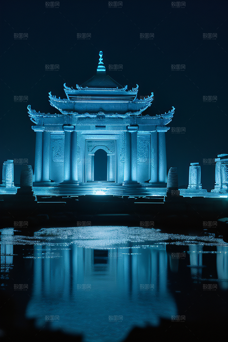 神秘古城之旅月夜下的亚特兰蒂斯神庙