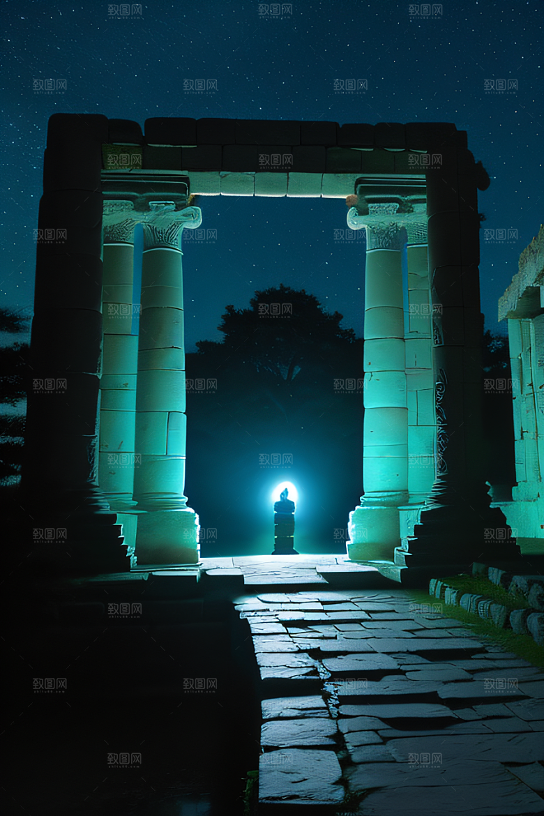神秘古城之旅月夜下的亚特兰蒂斯神庙