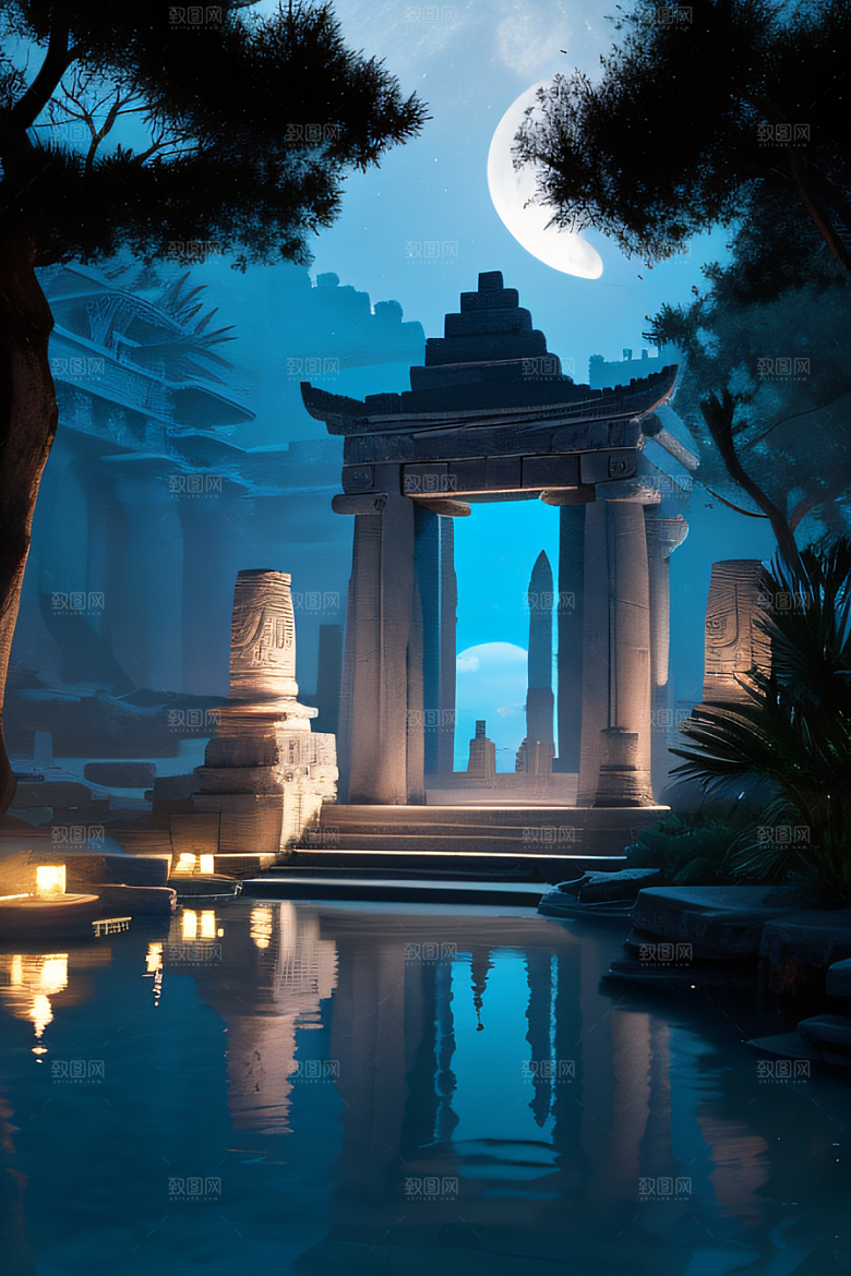 神秘古迹月夜下的亚特兰蒂斯神庙之谜
