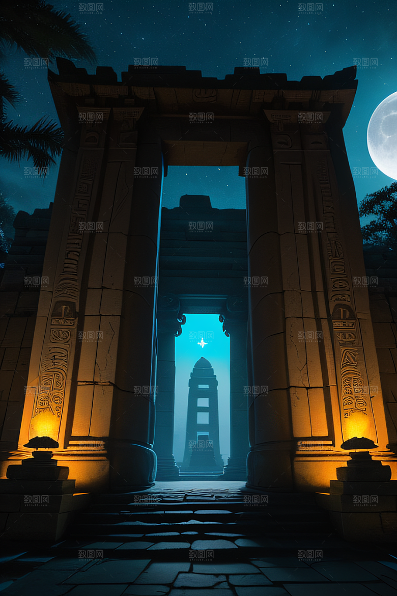 神秘古城之旅月夜下的亚特兰蒂斯神庙