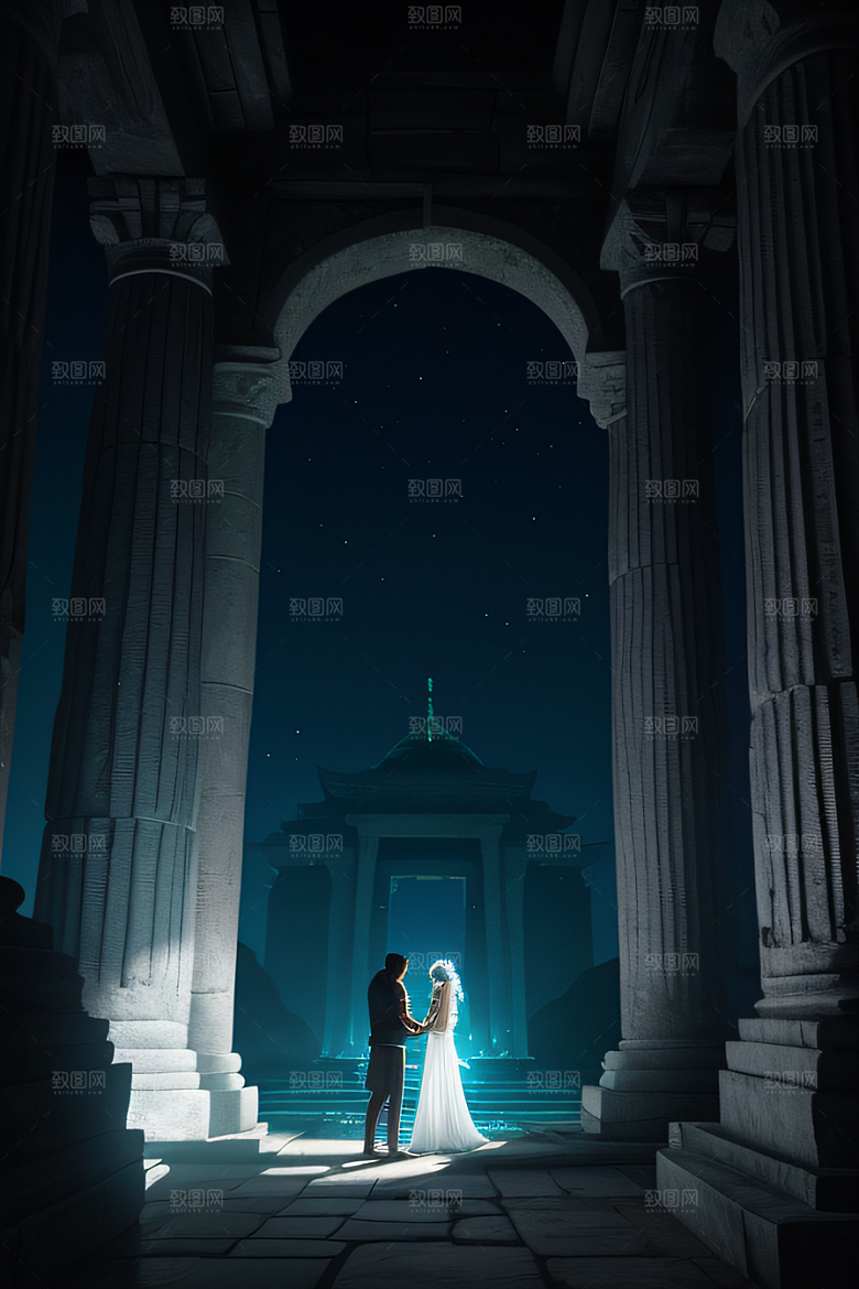 神秘古城之旅月夜下的亚特兰蒂斯神庙