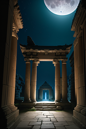 神秘古迹月夜下的亚特兰蒂斯神庙之谜