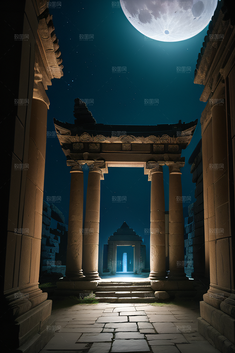 神秘古迹月夜下的亚特兰蒂斯神庙之谜
