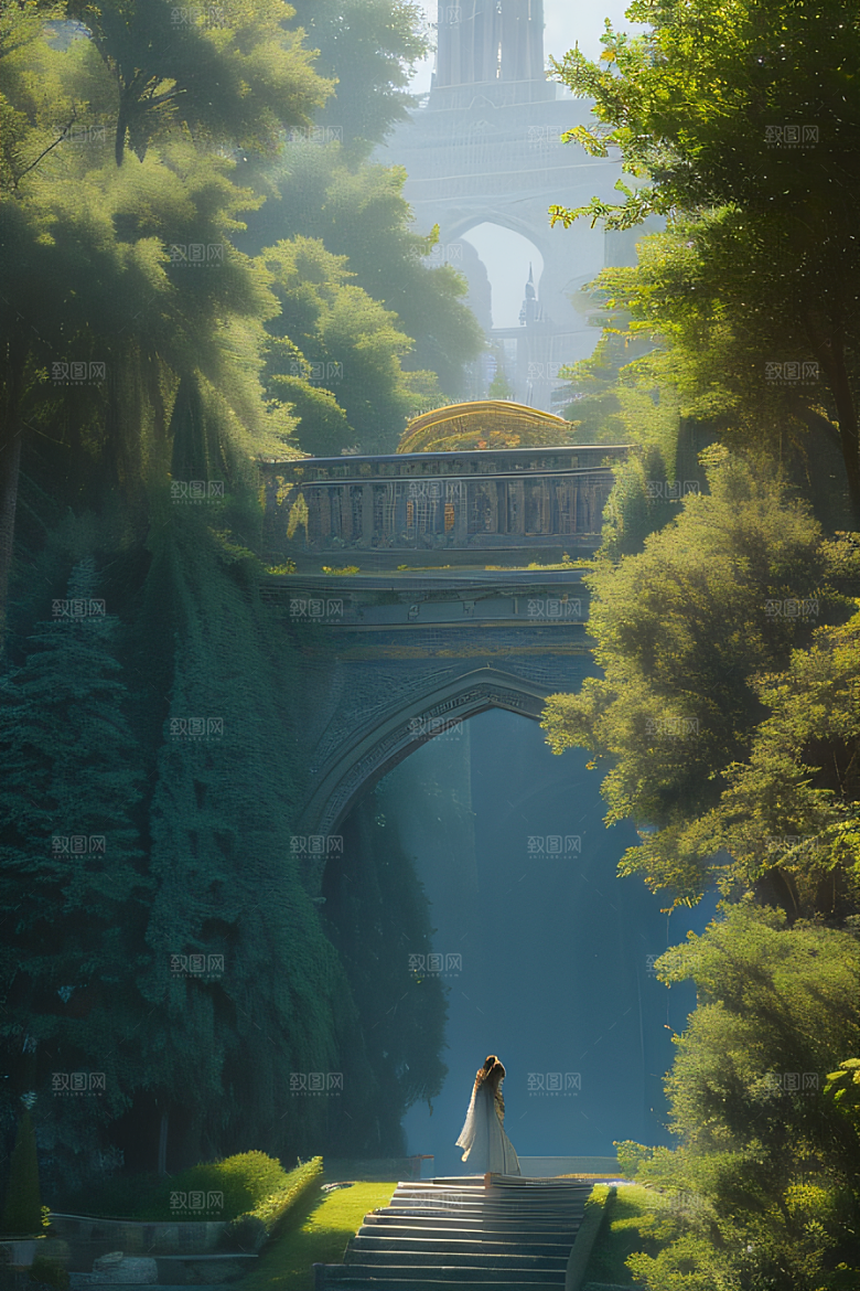 奇迹的复杂细节树中城市的壮丽景象