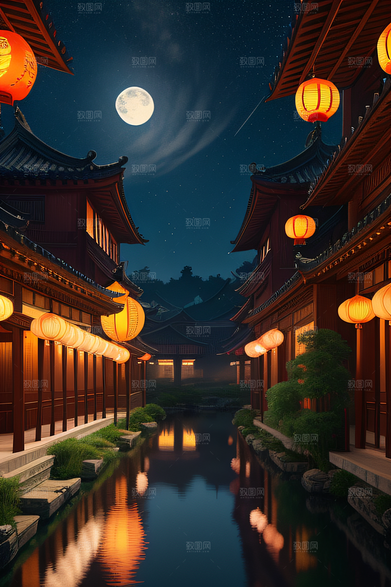 极致精确度江南风格建筑的细节描绘