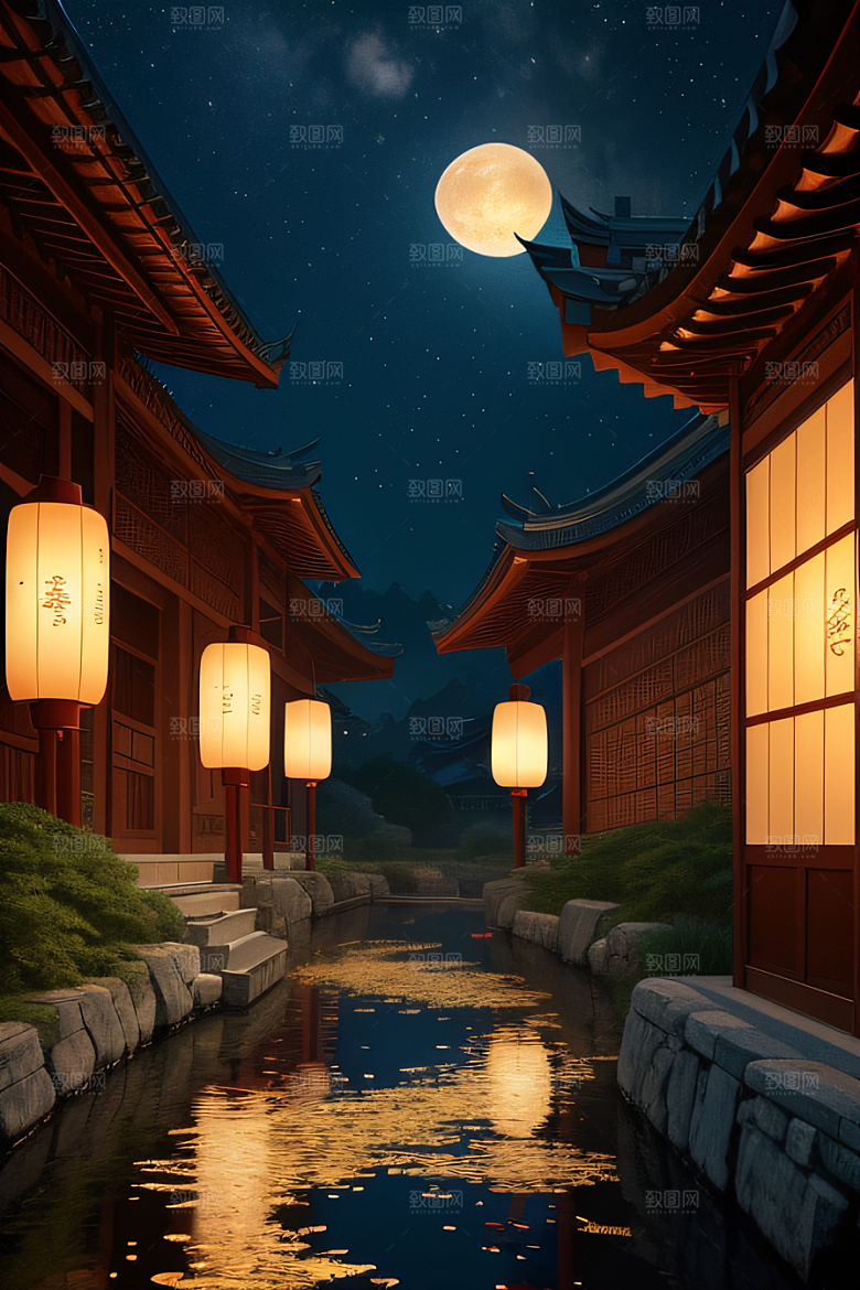 极致精确度江南风格建筑的细节描绘
