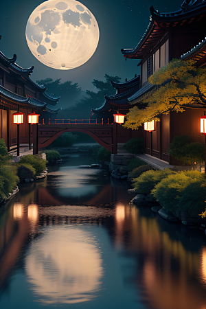 极致精确度江南风格建筑的细节描绘