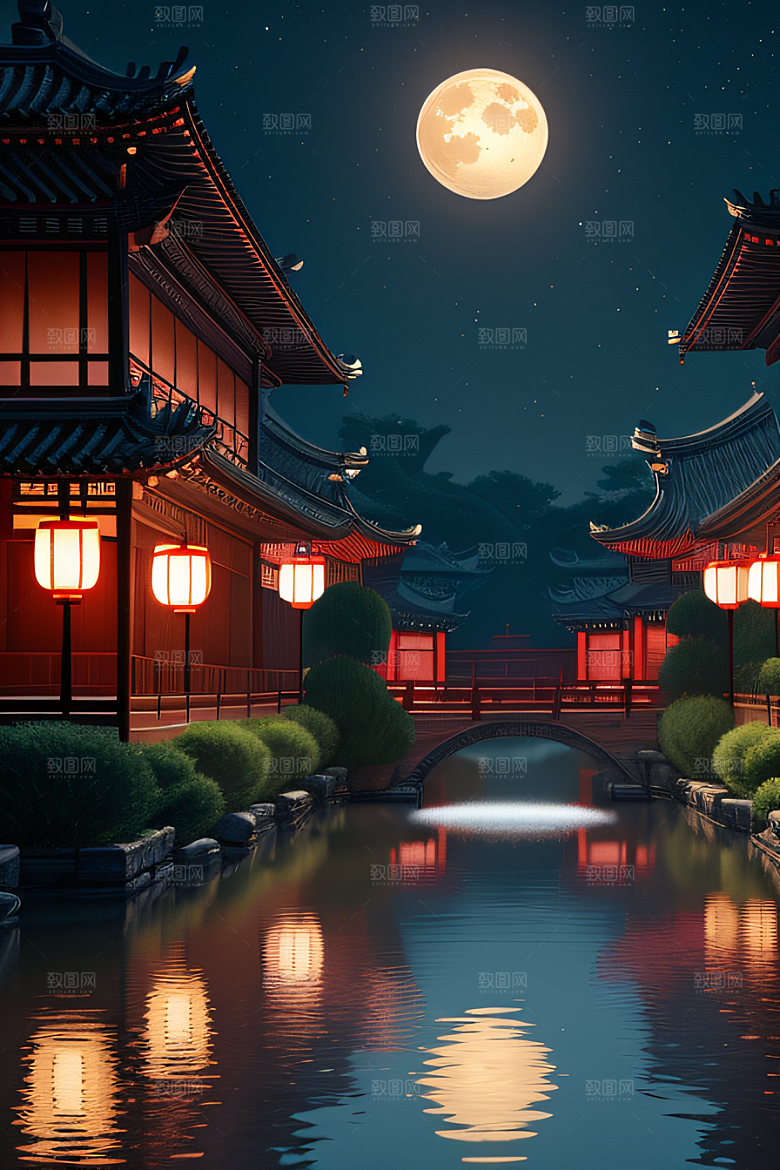 极致精确度江南风格建筑的细节描绘