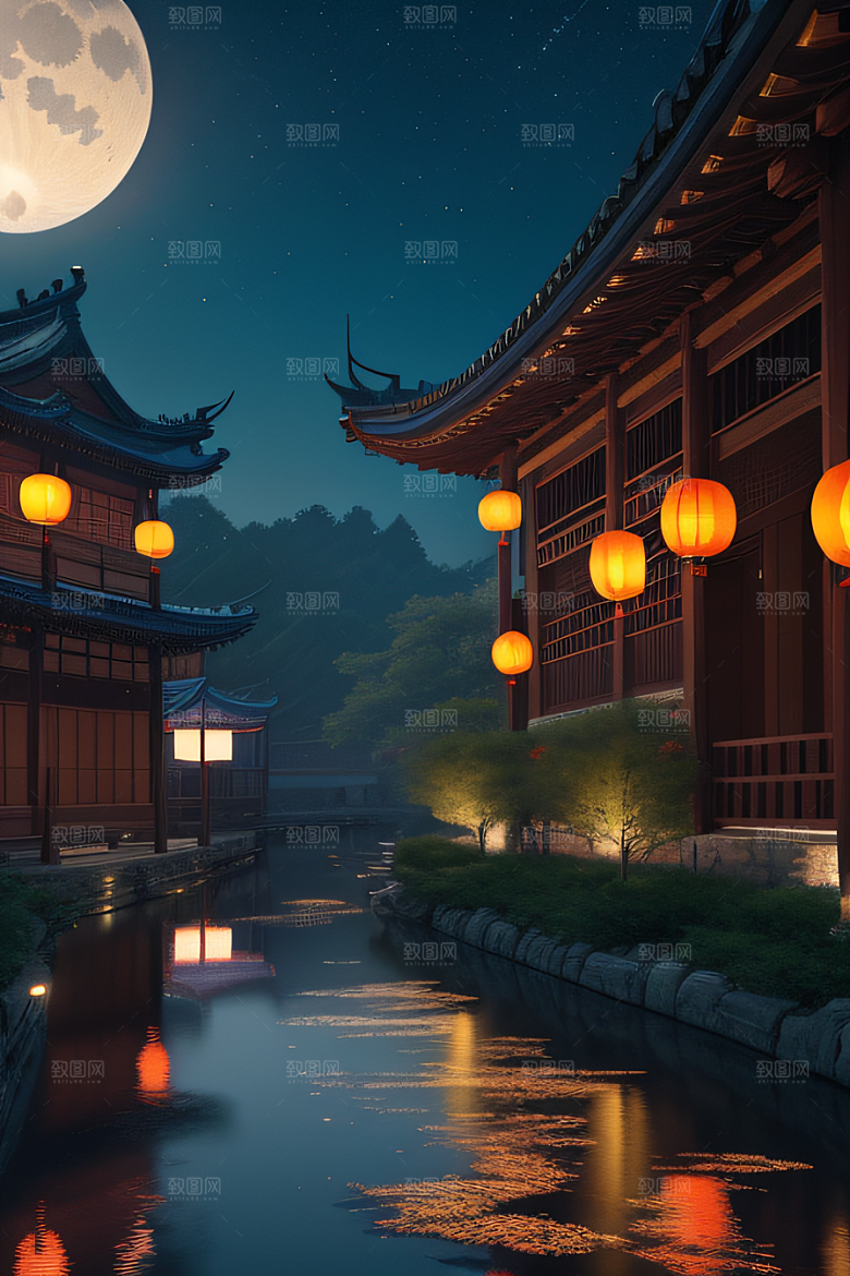 极致精确度江南风格建筑的细节描绘