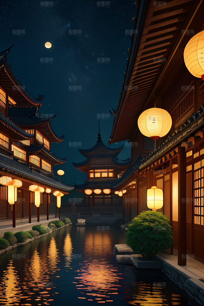 极致精确度江南风格建筑的细节描绘