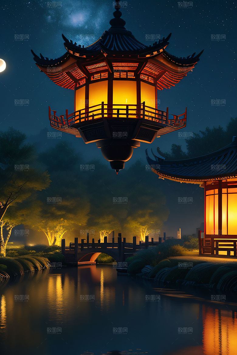 极致精确度江南风格建筑的细节描绘