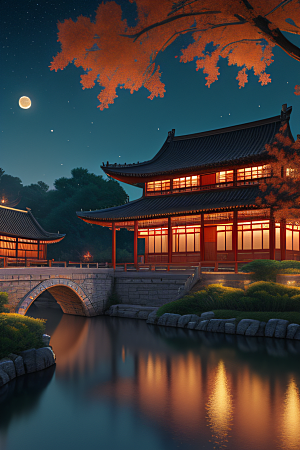极致精确度江南风格建筑的细节描绘