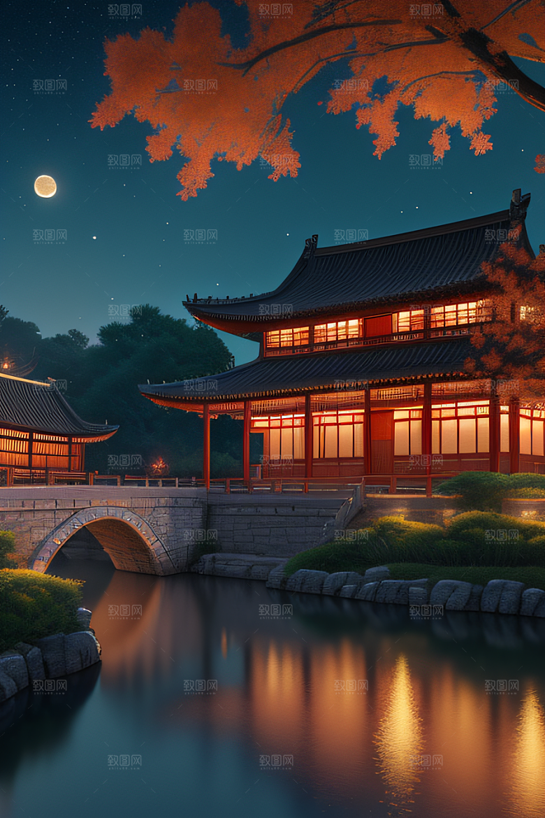 极致精确度江南风格建筑的细节描绘