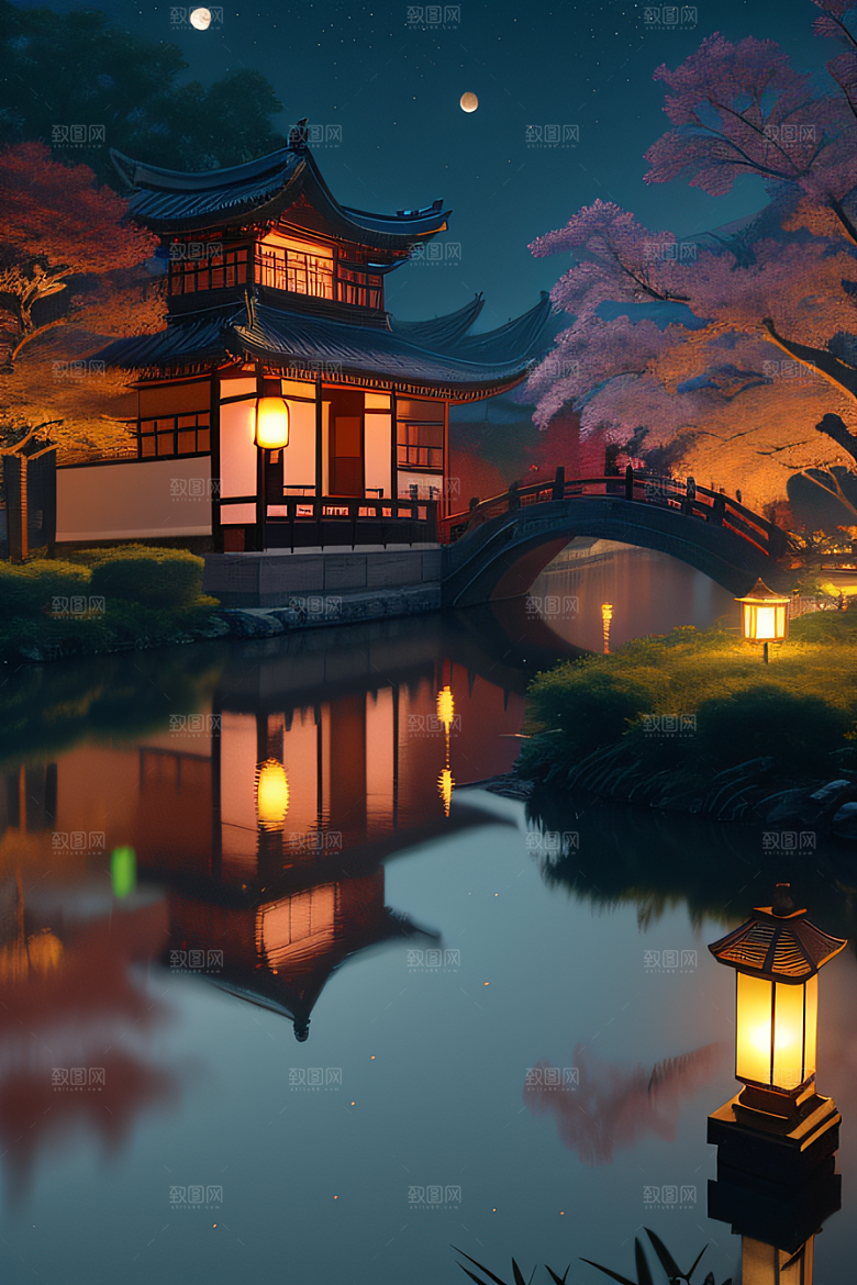极致精确度江南风格建筑的细节描绘