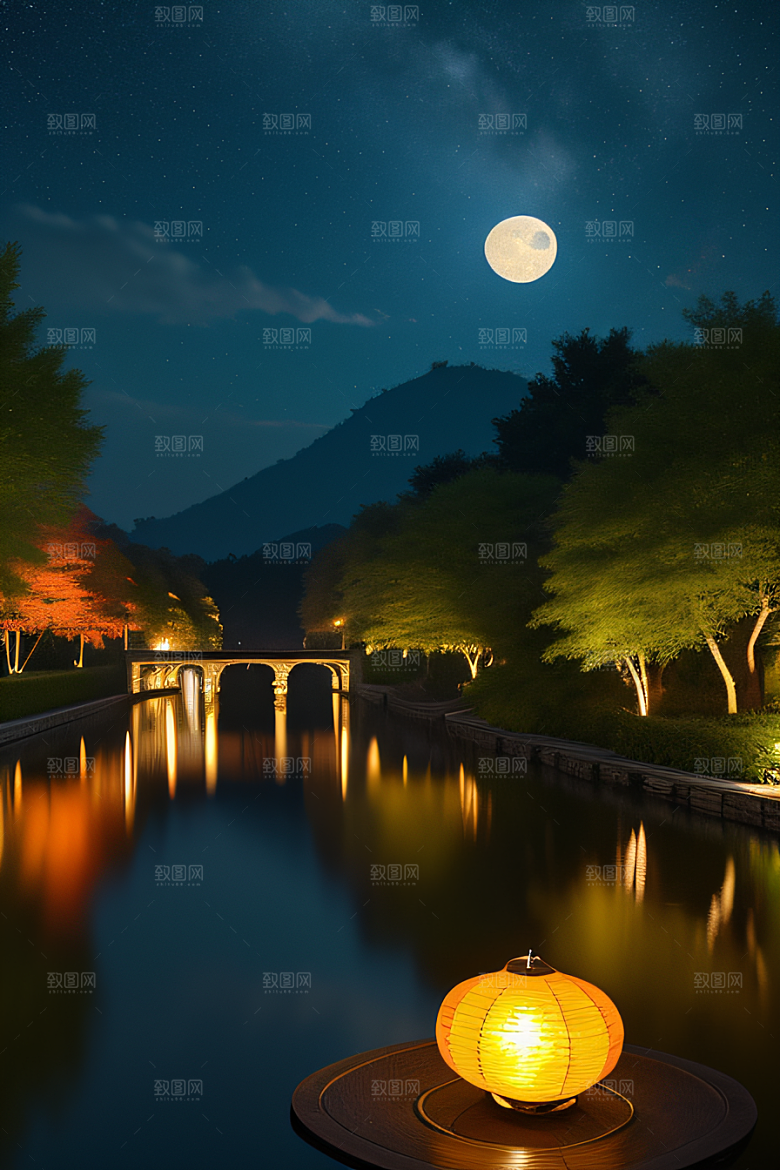 灯笼光芒温暖诱人的夜晚
