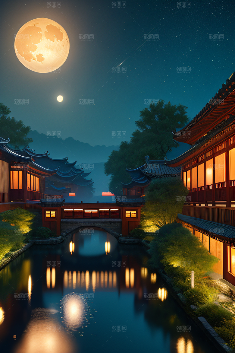 灯笼光芒温暖诱人的夜晚